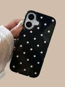 时尚手机壳，简约可爱黑白波点图案，适用于 11 至 17 系列、17Pro Max、17Pro、17、16Pro Max、16Pro、16 Plus、15Pro Max、15Pro、15、14Pro Max、14Pro、14、13Pro Max、13Pro、13、12Pro Max、12Pro、12、11 等智能手机。 - 黑色 - 查看 1