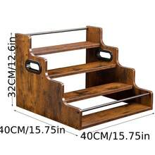 1pc 4-Tier Wooden Wine Bottle Rack | Portable Bar Organizer Rack, Suitable For Home Bar, Living Room And Fireplace Area - Ideal For Whiskey Collectors And Home Entertainers - Stylish Liquor Storage Rack For Cocktail Enthusiasts - Multicolor - View 10
