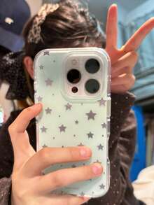 薄荷绿星空图案手机壳，兼容 17 Pro Max、17、16 Pro，也兼容 14、16、15、13，简约韩式风格 - 綠色 - 查看 2