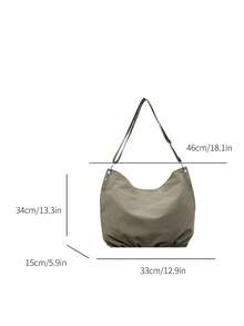 1 Piece Beige Soft Foldable Canvas Large Capacity Open Top Hobo Bag For Women & Daily Commute - Multicolor - View 3