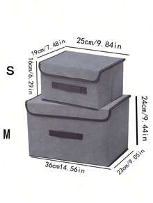 [Delivery Within 2-7 Days In The United States]2pc(Large+Small)Cream Decorative Storage Box Bins With Lid Collapsible Sturdy Organizer Basket Fabric Collapsible Storage Bin, Foldable Storage Box Cube With Lids And Handle Organizer Container For Closet Playroom Bedroom For Home Bedroom Closet Clothes.With Lid And Handle:The Lid And Magic Sticker Sealing Protects Items From Dust And Moisture, And The Handle Makes It Easy To Carry And Move.This Foldable Clothes Storage Box Is Suitable For Homes And Offices And Can Be Used To Store Various Items Such As Clothing, Books, Documents, Toys, Stationery, Etc. They Can Also Be Placed In Cabinets, Wardrobes, Bookshelves, Desks, Etc. For Organization And Organization. - Nhiều màu - Xem 11