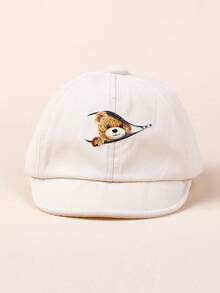 1pc Unisex Toddler/Baby Bear Print Soft Brim Baseball Cap, Cartoon Bear Children's Hat For Spring, Summer, Autumn - Bear - View 14