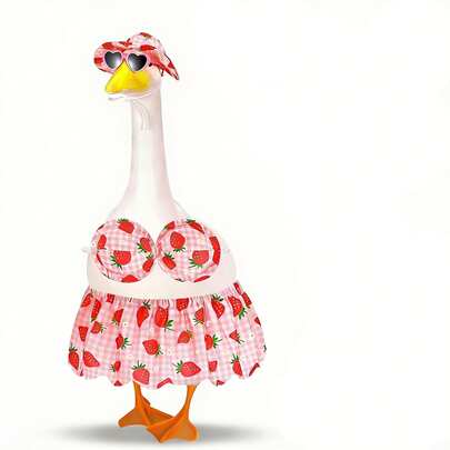 23" Hawaiianische Zementgans Statue Rasen Plastik Gans Garten Hof Party Deko, Zementstatue Außenterrasse Garten Rasen Kostüm Dekoration