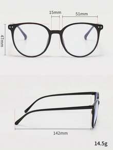 2 piezas Gafas de moda transparentes con marco redondo de plástico retro y decoración de remaches, unisex - Multicolor - Ver 4
