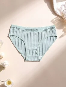 9件組女款棉質三角低腰無縫內褲，字母紋理腰帶，舒適透氣運動內褲，全天舒適 - 彩色 - 查看 5