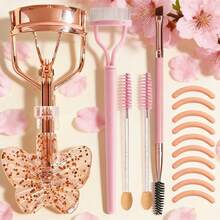 Professional Butterfly Eyelash Curler Set: Eyelash Curler, Silicone Replacement Pads, Precision Lash Separator Comb, Dual-Ended Brow Brush, Lash Curling Brush, False Lashes & Lash Extensions, Beauty Tools For Makeup Artists And Enthusiasts - Rose Gold - View 7
