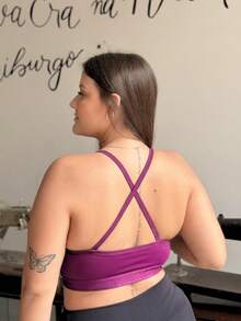 Women's Top Fitness Without Padding, Straps, Backless, Sports Workout/Gym, Premium Polyamide Fabric, Zero Comfort, No Transparency - 紫色 - 查看 4