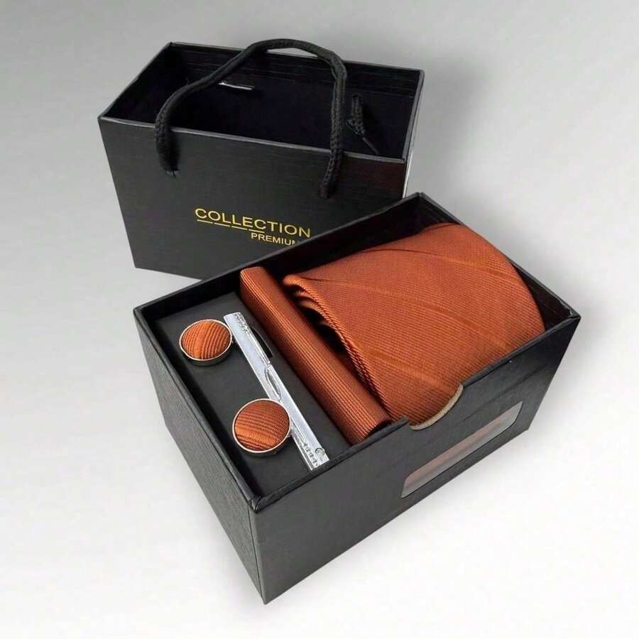 DOZE GOLDEN Premium Quality Traditional Tie Set For Events And Weddings. - 12 Terracota - Ver 1