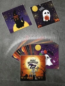 100个万圣节礼品袋，自封袋，南瓜和怪物图案，万圣节派对糖果袋，万圣节装饰品，欢乐万圣节装饰，万圣节派对用品，万圣节烘焙袋，万圣节礼品包装，万圣节派对餐桌装饰，万圣节厨房包装，万圣节礼物，万圣节派对礼品袋填充物，小型派对小礼物 - 萬聖混款 - 查看 10