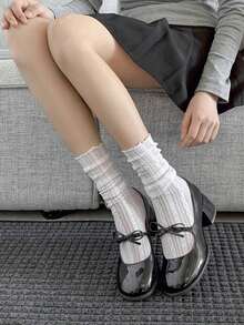 1 Pair Women's White Mesh Lace Ruffle Ankle Socks, Casual For Daily Wear, Party, Club - 白色 - 查看 2
