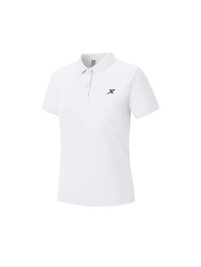  XTEP 运动 Polo 衫，2026 夏季翻领 T 恤，女士训练半袖健身上衣，珍珠白