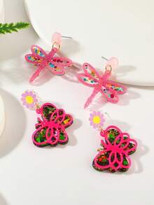 1 par de pendientes de animales de acrilico con diseños de tigre/flamenco/pez/golondrina, de estilo de moda y lindos, adecuados para uso diario de mujeres (hechos a mano, con estilos ligeramente diferentes) - Pendientes de animales - Ver 14