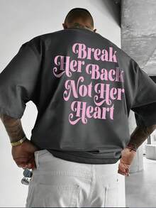 男士休闲街头标语印花短袖T恤，夏季 - 灰色 - 查看 1