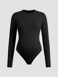 Maternity Bodysuit, Fitted Minimalist Casual Outdoor Wear Black - Black - View 4