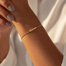 Personalized Engraved Name Bar Bracelet, Gold/Silver Plated, Customized Jewelry - Multicolor 2 - View 3