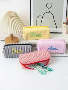 Hộp bút trong suốt dung tích lớn có in tên cá nhân, túi đựng bút thời trang và đơn giản, hộp bút in tên theo yêu cầu, hộp đựng bút lưới nylon trong suốt thoáng khí dung tích lớn, túi đựng văn phòng phẩm cho học sinh/sinh viên, túi đựng bút lưới, hộp đựng đồ dùng học tập đơn giản, đồ dùng học sinh, đồ dùng học tập cho năm học mới, đồ dùng học tập - Nhiều màu - Xem 6
