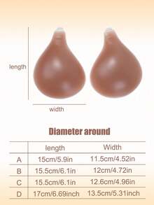 1 Pair Reusable Women's Silicone Invisible Lift-Up Breast Pads - Coffee Brown - View 2