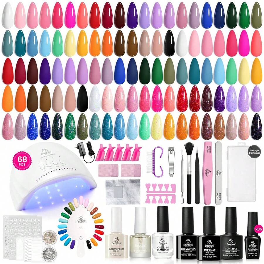 Beetles Gel Nail Polish Kit With U V Light - 80Pcs Color Enchantment 55 Colors Gel Polish Starter Kit - Emotional Spectrum - 查看 1