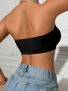 2件装（黑色+黑色）前扣式抹胸文胸，升级防滑硅胶，无钢圈无缝文胸（A-C罩杯） - 彩色 - 查看 7