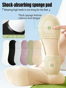 1/4/6 Pairs Women Colorful Sponge Padded Boat Socks, Thin Breathable Non-Slip Invisible Liner Socks For Spring/Summer/Autumn, Suitable For High Heels & Flats, Versatile Daily Wear - Multicolor - View 3