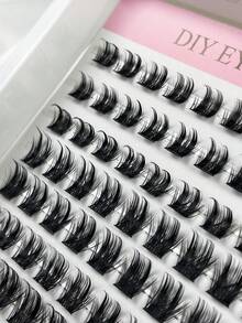 Hinarin 132 piezas de pestañas postizas de estilo anime D-Curl, longitud mixta de 8-16 mm, pestañas individuales esponjosas y alargadoras, adecuadas para extensión de pestañas en casa - D - Ver 3