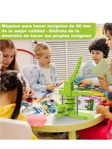 Máquina para hacer botones, 100 juegos, insignias DIY, máquina para prensar botones, ideal para regalos familiares, 58 mm / 2,28 pulgadas. - verde - Ver 6
