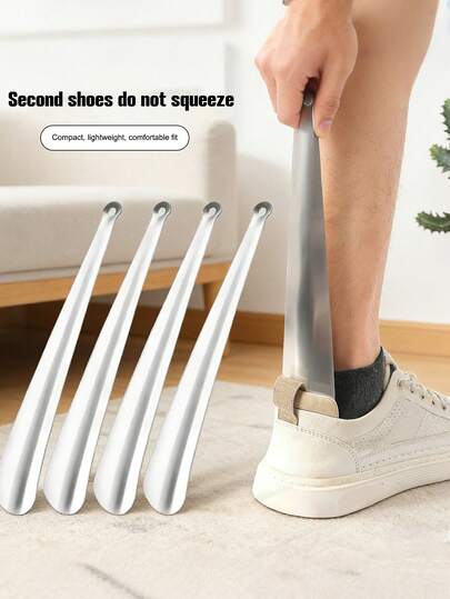 1 chiếc dụng cụ xỏ giày bằng thép không gỉ màu bạc, dài 30cm, dễ cất giữ, phù hợp cho người già và phụ nữ mang thai.