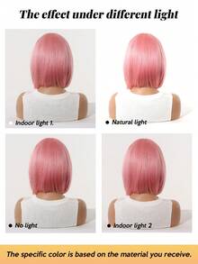 FIVE STARS Colorful Short Straight Bob Wig, Synthetic Fiber Hair, Suitable For Beginners, Heat Resistant, For Women, Suitable For Cosplay, Festivals, Daily Fashion Style, Halloween And Christmas Synthetic Wig - Multicolor - View 9