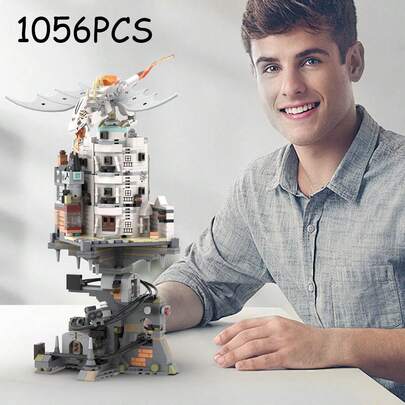 Đồ chơi xếp hình lâu đài, bộ xây dựng ngân hàng phù thủy, bộ mô hình kiến trúc ma thuật, bộ mô hình trang trí nhà cửa theo chủ đề giả tưởng, đồ chơi STEM quà tặng Giáng sinh và sinh nhật cho người lớn, 1056 mảnh ghép