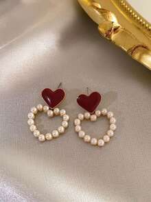 Pendientes de gota de aleación roja de Angola con estilo retro de Hong Kong, pendientes elegantes y de moda para dama, serie de otoño/invierno - Multicolor - Ver 8