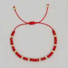 1pc Fashion Minimalist Red Gold Beaded Bracelet, Bohemian Colorful Beaded Bracelet, Lucky Bracelet, Adjustable Drawstring Design, Stackable Beaded Bracelet, Suitable For Daily Commute, Summer Outing, Gift For Family, Friends, Lover, Birthday, Home, Best Gift - Multicolor - View 16