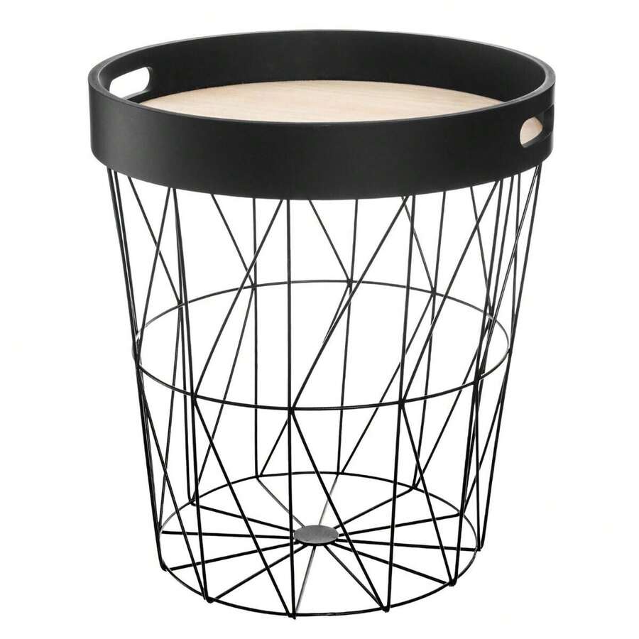 Atmosphera Kumi Black Side Table With Tray - Black - View 1