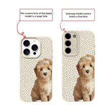 1个TPU材质全印花波点小狗图案手机壳，兼容 17 Pro Max/17/16 Pro Max/15/13/12/11、S20 FE/A15/S24/A55、Note 11/Note 12/Note 13 Pro，防震软保护套 - 白色 - 查看 7