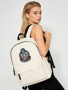 1pc Gothic Alien Embroidered Patch, Skull Lady & Skeleton Cat Design, Crazy Cat Gothic Punk Style Skull, Iron-On Embroidery Patch Suitable For Clothes, Jackets, Hats - A - View 9