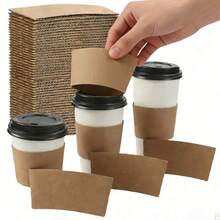 100 chiếc vỏ bọc cốc cà phê tái sử dụng, phù hợp với đồ uống nóng và lạnh, vỏ bọc cốc bằng bìa cứng chắc chắn, thích hợp cho quán cà phê, khách sạn, cửa hàng trà sữa trân châu, nhà hàng thức ăn nhanh và dịch vụ giao đồ ăn mang đi. - Nhiều màu - Xem 1