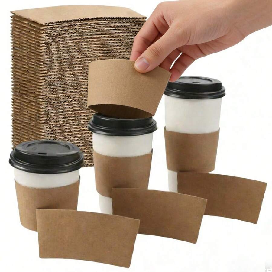100 chiếc vỏ bọc cốc cà phê tái sử dụng, phù hợp với đồ uống nóng và lạnh, vỏ bọc cốc bằng bìa cứng chắc chắn, thích hợp cho quán cà phê, khách sạn, cửa hàng trà sữa trân châu, nhà hàng thức ăn nhanh và dịch vụ giao đồ ăn mang đi. - Nhiều màu - Xem 1