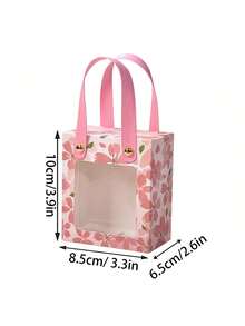 10 piezas Cajas de regalo con asas para favores de boda con diseño de flores de cerezo rosa, embalaje de regalo vacío para regalos de boda y Día de San Valentín - Ver 3