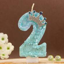 Nến số sinh nhật chủ đề vương miện màu xanh công từ 0-9, thích hợp cho tiệc tùng, sinh nhật, sinh nhật lần thứ nhất, kỷ niệm. - Nhiều màu - Xem 2