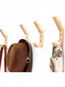 1个木质壁挂式挂钩，橡木简约设计，结实耐用，可作衣帽钩，乡村风格壁挂式木质衣架挂钩 - 彩色 - 查看 4