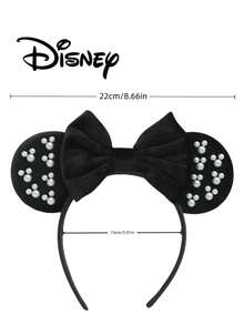 Disney 1pc Elegant Black Pearl Bow Headband, Party Decoration Hair Accessory, Suitable For Holidays, Festivals, Parties - Black - View 5