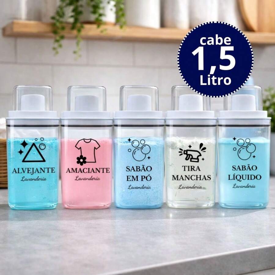 Acrylic Laundry Dispenser Organizer With Measuring Cup - Fabric Softener, Powder And Liquid Detergent, Stain Remover - Powdered Soap - View 1