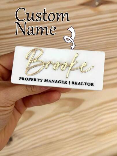 Custom Acrylic Name Badge With Magnetic Backing - Premium Acrylic Name Plate, Personalised Business Name Tag Clip, Elegant Script Name Tag For Professional And Corporate Use, Durable Custom ID Badge For Employees And Events