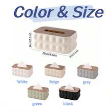 1个带盖长方形纸巾盒套，现代木质餐巾纸架，松木盖，纸巾盒收纳架，适用于家庭、汽车、办公室、浴室梳妆台、桌面、卧室 - 彩色 - 查看 10