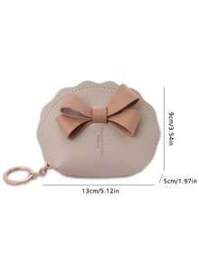 Bow Shell Design Mini Wallet, PU Material Coin Purse, Small Item Storage, Can Be Used As Keychain - Multicolor - View 4