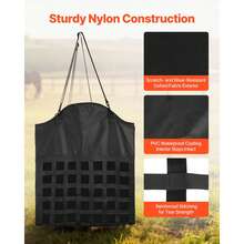 Hay Bag For Horses, 21.65 X 7.28 X 25.2 In, 1.81 X 1.81 In Holes, Premium Nylon Construction With PVC Waterproof Coating, Adjustable Hanging Straps And Metal Hooks, Slow Feed Hay Bag For Horses - Medium Mesh, Woven Tape, 21*7*25 Inch - View 3