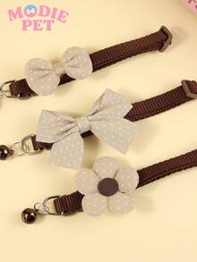 3pcs Cute & Fashionable Polka Dot Bow Tie And Flower Combination Pet Collar Set, Joyful For Cats And Dogs - Multicolor - View 10