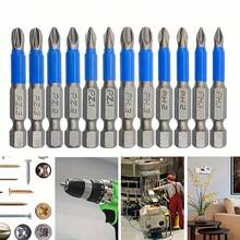12-Pack Pro-Grade Screwdriver Bits | S2 Alloy Magnetic PH/PZ/Hex Shanks (PH1-PH3/PZ1-PZ3) - 50mm Anti-Slip Design | For Electric/Manual Drills | Auto & Home Repair Kit | Fast Shipping - 12-piece Blue Anti-slip Screwdriver Set - View 5