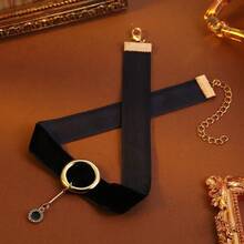 Gargantilla con diseño de diamante de imitación con diseño de redondo - Negro - Ver 5