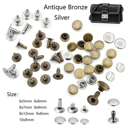 100 Sets Of 6mm~10mm Metal Single Cap Rivets, Nails, Round Head Rivets, For Leather Crafts, Bags, Belts, Clothing, Hats, Shoes, Collar Decorations