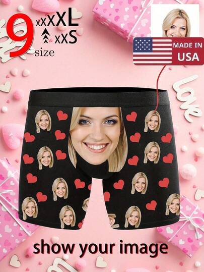 1 Psc Custom Men's Underwear, Personalized Boxer Shorts With Face Print, Funny Photo Boxing Shorts For Husband/Boyfriend - Unique Easter, Anniversary, Valentine's Day Gifts, Wedding, Birthday Presents For Him, Men's Boxer Briefs